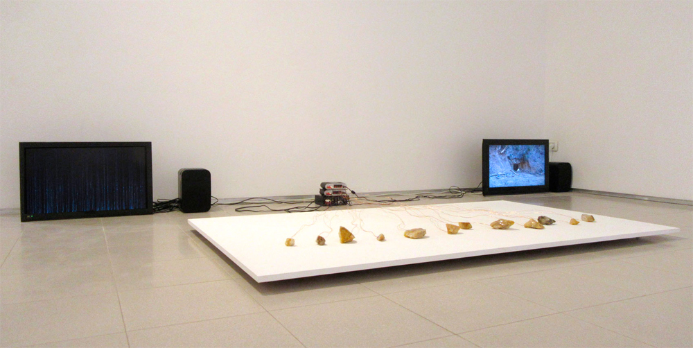 video sound installation Quarz stones, sound video